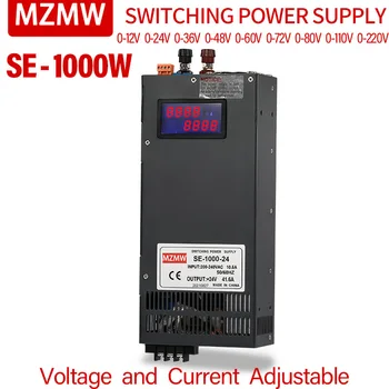 MZMW SE1000 1000 Вт Импульсный Источник Питания 0-12 В 24 В 36 В 48 В 60 В 80 В 110 В 220 В AC/DC Цифровой Дисплей Регулируемая Высокая Мощность SMPS