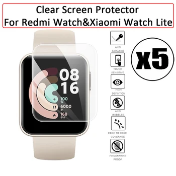5 шт. Защитная пленка с полным покрытием, Прозрачная Гидрогелевая пленка HD, Аксессуары для Xiaomi Redmi Watch и Mi Smart Watch Lite
