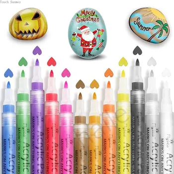 12 Цветов Цветные акриловые фломастеры, ручки для рисования по дереву, керамике, металлу, Кружка для рисования 