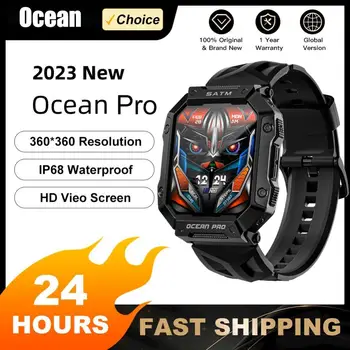 Ocean PRO 2023 Мужские смарт-часы Браслет Bluetooth Вызов Определение артериального давления IP68 Водонепроницаемые мужские спортивные умные часы для плавания и ныряния