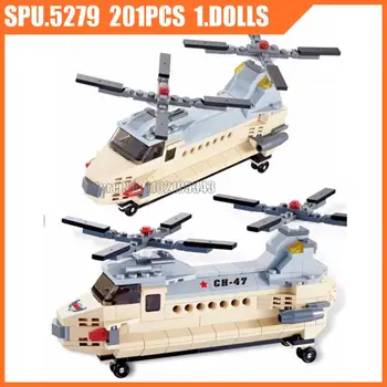 29005 201шт Военный транспортный вертолет Ch47 Chinook, армейское оружие, строительный блок для мальчика, 1 Кукла, игрушечный кирпич