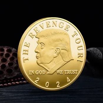 Новая Памятная монета президента Дональда Трампа 2024 года с серебряным позолоченным ОРЛОМ Президента США Дональда Дж. Трампа THE REVENGE TOUR Coin