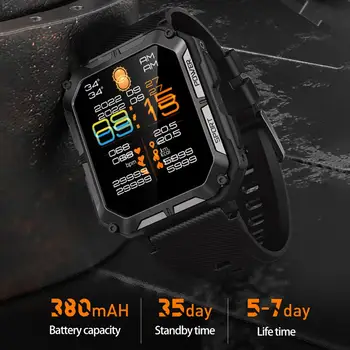 1 Комплект стильных спортивных умных часов с длительным временем ожидания, цифровые часы, совместимые с Bluetooth 5.0, мониторинг состояния