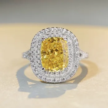 Женское кольцо Caibao из стерлингового серебра S925 пробы В роскошном стиле с полной вставкой из высокоуглеродистых бриллиантов Ювелирные изделия Подарки