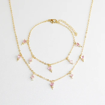 Модные украшения, летний стиль, розовое хрустальное мороженое, очаровательные подвески и ожерелья для женщин, милые ожерелья в виде конфетных сердечек
