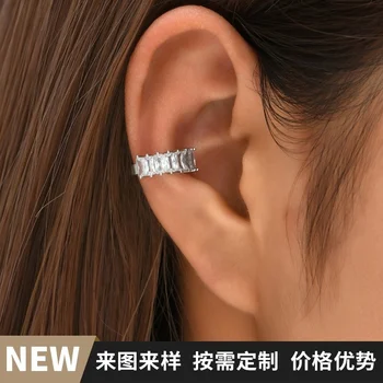 JF2022, новый оригинальный дизайн, модный тренд, сияющие нежные серьги-клипсы из циркона в форме буквы Т, женская клипса для ушей