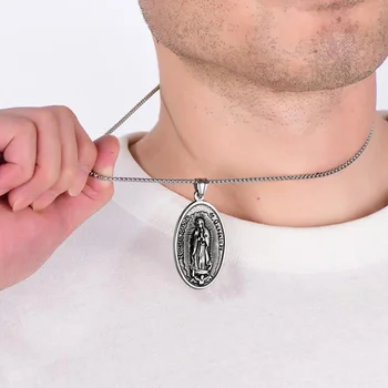 Винтажное ожерелье с подвеской Santa Maria для мужчин, женские ювелирные изделия, модное ожерелье из нержавеющей стали, мужской свитер, цепочка, аксессуары