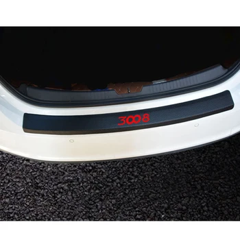 Для Peugeot 3008 Стайлинг из углеродного волокна искусственная кожа после защиты заднего бампера Защитная пластина багажника
