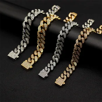Толстый кубинский браслет-цепочка в стиле хип-хоп рок-панк и шейный платок из нержавеющей стали с покрытием из 18-каратного золота для мужчин