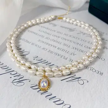 SENYU 100% Натуральное Двойное ожерелье из свежего жемчуга, Женское Роскошное Ожерелье с подвесками, Французское ожерелье для ключиц