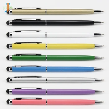 500 шт./лот Универсальная вращающаяся шариковая ручка 2 В 1, емкостный металлический стилус, сенсорная ручка для Ipad Iphone, планшетный ПК Samsung Оптом