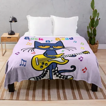 Зажигай и читай кота Пита с его желтой гитарой и белыми туфлями, Набрось на кровать модное одеяло, изготовленное на заказ одеяло