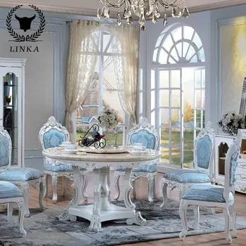 Домашняя Обеденная Мебель в европейском стиле, Роскошный обеденный стол из круглого мрамора