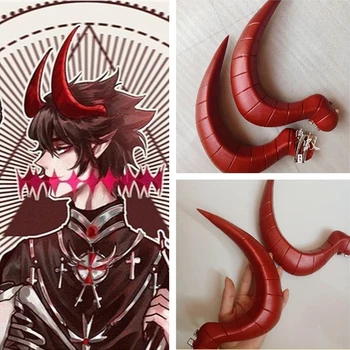 Аниме Aotu World Devil Ray Косплей Красные Рога Головные уборы Demon Monster Ray Horns Реквизит для карнавала на Хэллоуин, аксессуары для костюмов