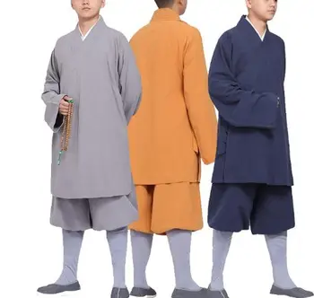 унисекс 5 цветов красный/черный/синий ПОЛНЫЙ ХЛОПОК буддийский шаолиньский монах кунг-фу костюмы боевых искусств дзен мирянин одежда архат лохан униформа