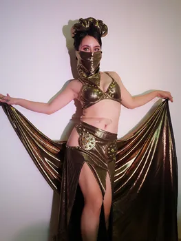gogods для барменши, антикварный сексуальный золотой экзотический египетский индийский танцевальный костюм, костюм