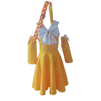 Fairy Tail Аниме Леви Макгарден Косплей костюм Желтое платье на Хэллоуин на заказ