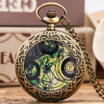 Таинственные бронзовые кварцевые аналоговые мужские карманные часы с подвеской-ожерельем в стиле стимпанк, часы унисекс, антикварные подарки
