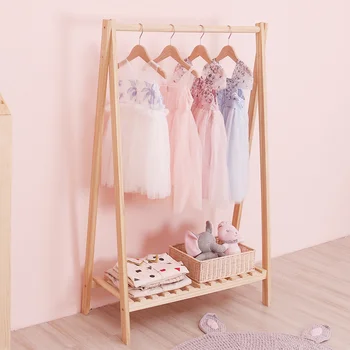 Детская вешалка для одежды Настенная Скандинавская Простая вешалка для одежды из массива дерева, Креативная домашняя спальня, крытый многофункциональный стеллаж для хранения