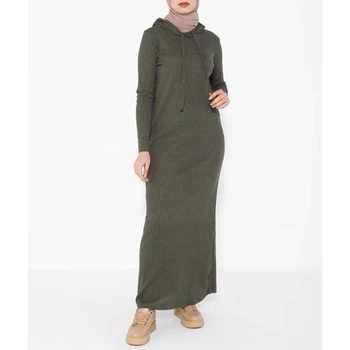 Вязаные макси-платья с капюшоном Для женщин, Женская Исламская одежда с длинным рукавом, Тонкий халат Бубу, мусульманская зимняя мода 2022 года, Ид Ид
