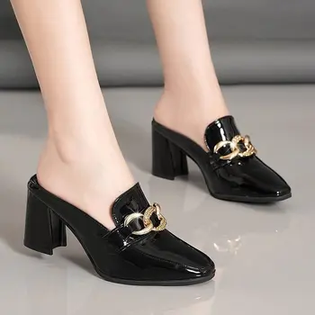 2023 Обувь Женские Кожаные Босоножки На Каблуке Летние Тапочки Босоножки На Высоком Каблуке Кожаная Chaussure Femme Zapatos Mujer