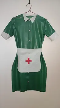 Латексная резинка Gummi Rubber Sexy Nurse Dress Uniform Комбинезон Косплей Фиксированный мужской XL
