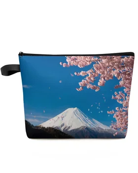 Крепление Fuji Cherry Blossom Tree, большая косметичка для женщин, косметичка для макияжа, переносная сумка для мытья, органайзер для туалетных принадлежностей, сумка для хранения, вешалка для одежды